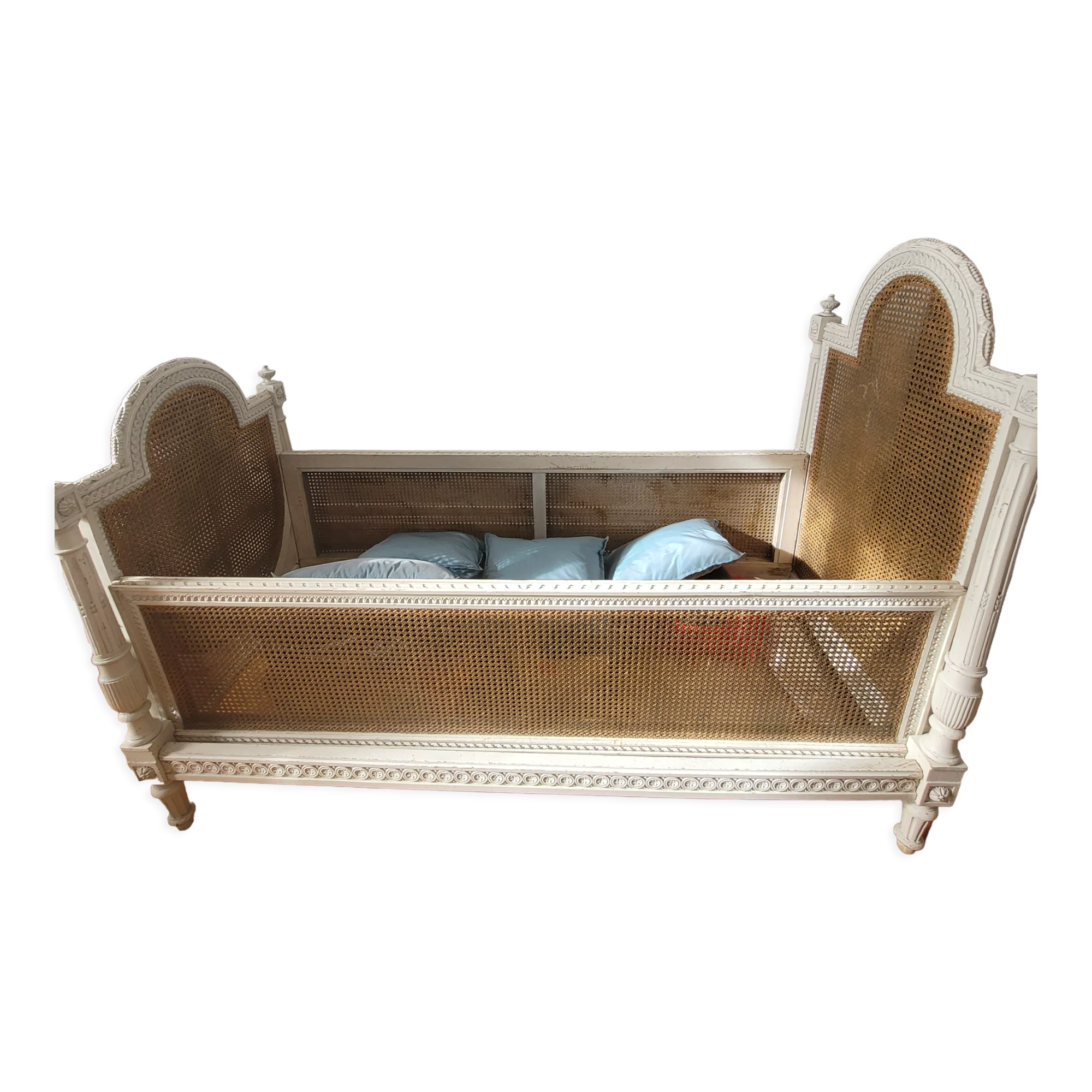 Old bed child wood painted canning NIII St. LXVI