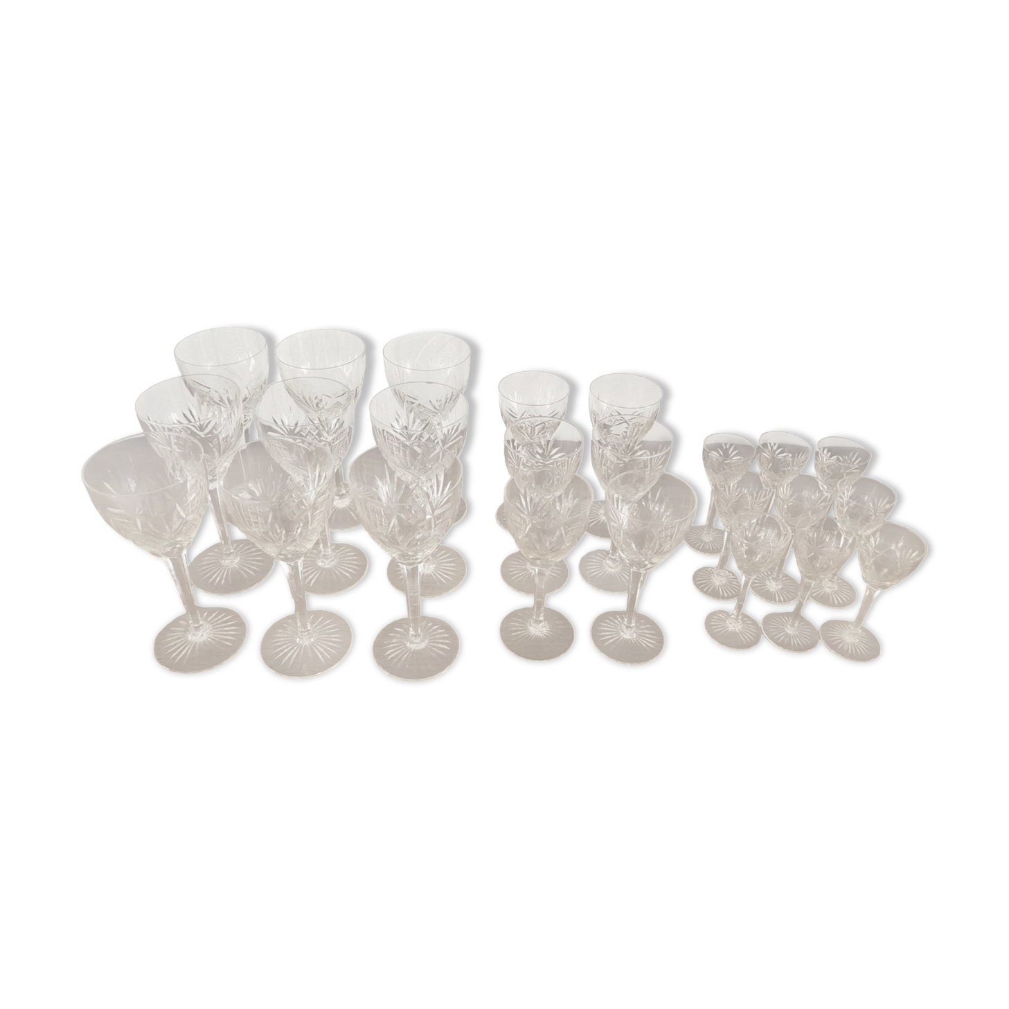 Chiseled crystal glass set