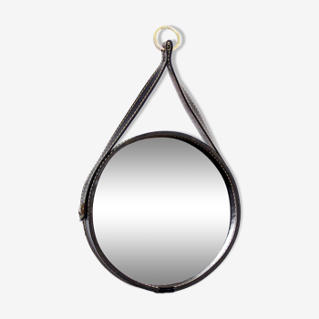 Adnet Style Leather Mirror