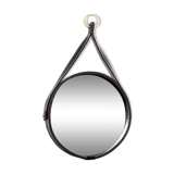 Miroir en cuir de style Adnet
