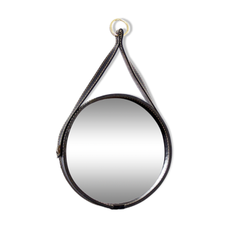 Adnet Style Leather Mirror