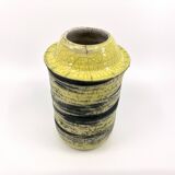 Handmade cracked ceramic vase • 1980s • signed