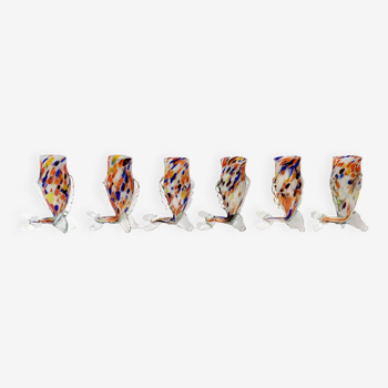 Ensemble vintage de six verres à boire multicolores en verre de Murano par Toso, Italie