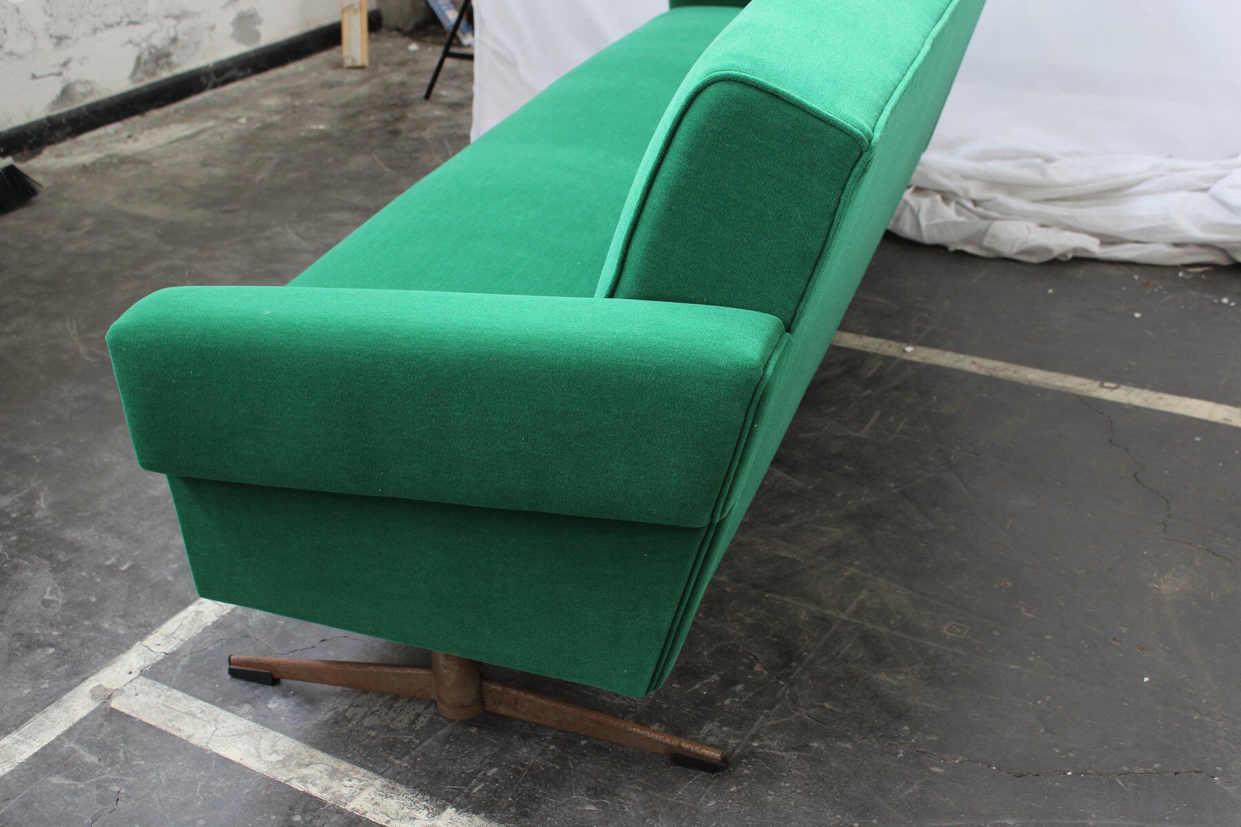 Mid-century Italian emerald green sofa