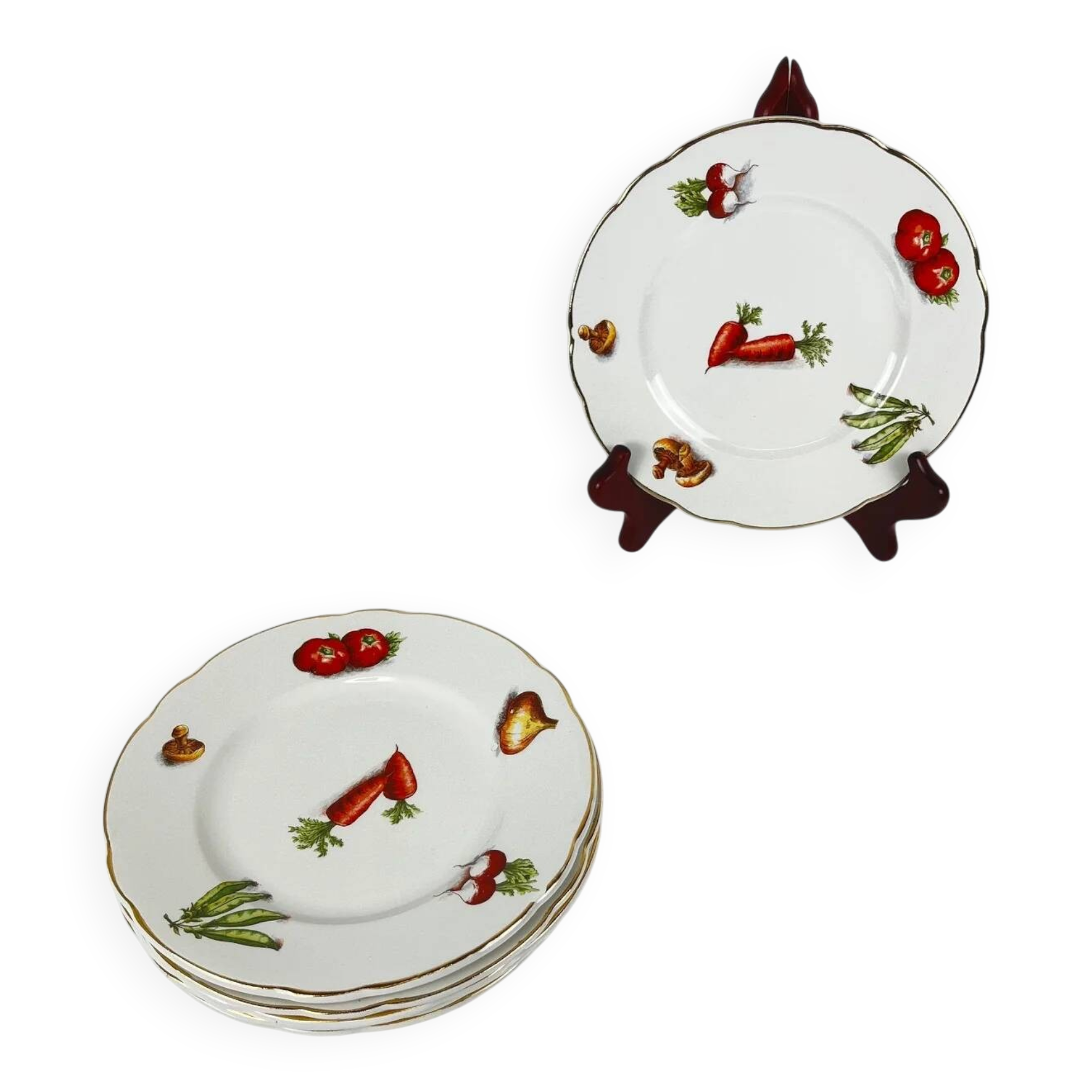 Set of 6 KG Lunéville "Le Potager" dessert plates, 1950/70