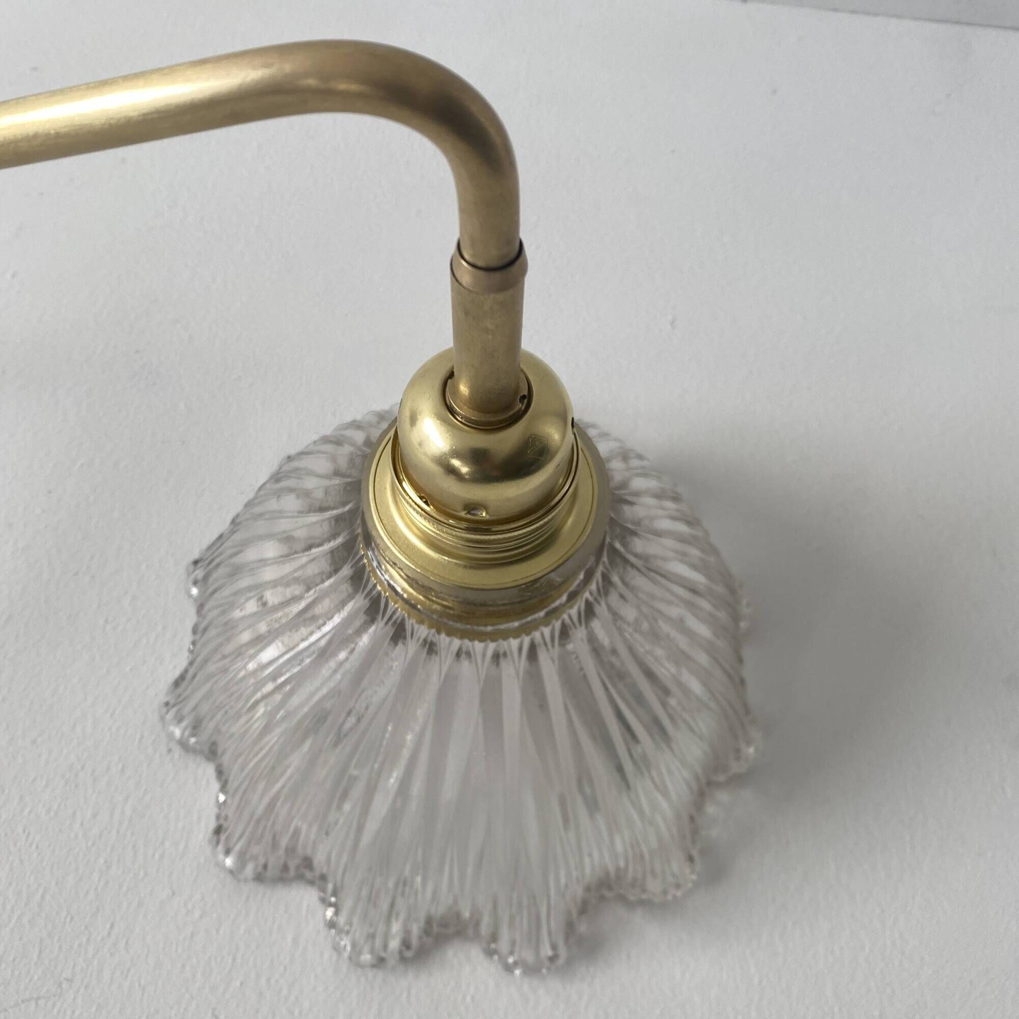 Old brass and prismatic glass xxl stem lamp