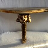 Wooden wall console and antique gilded stucco