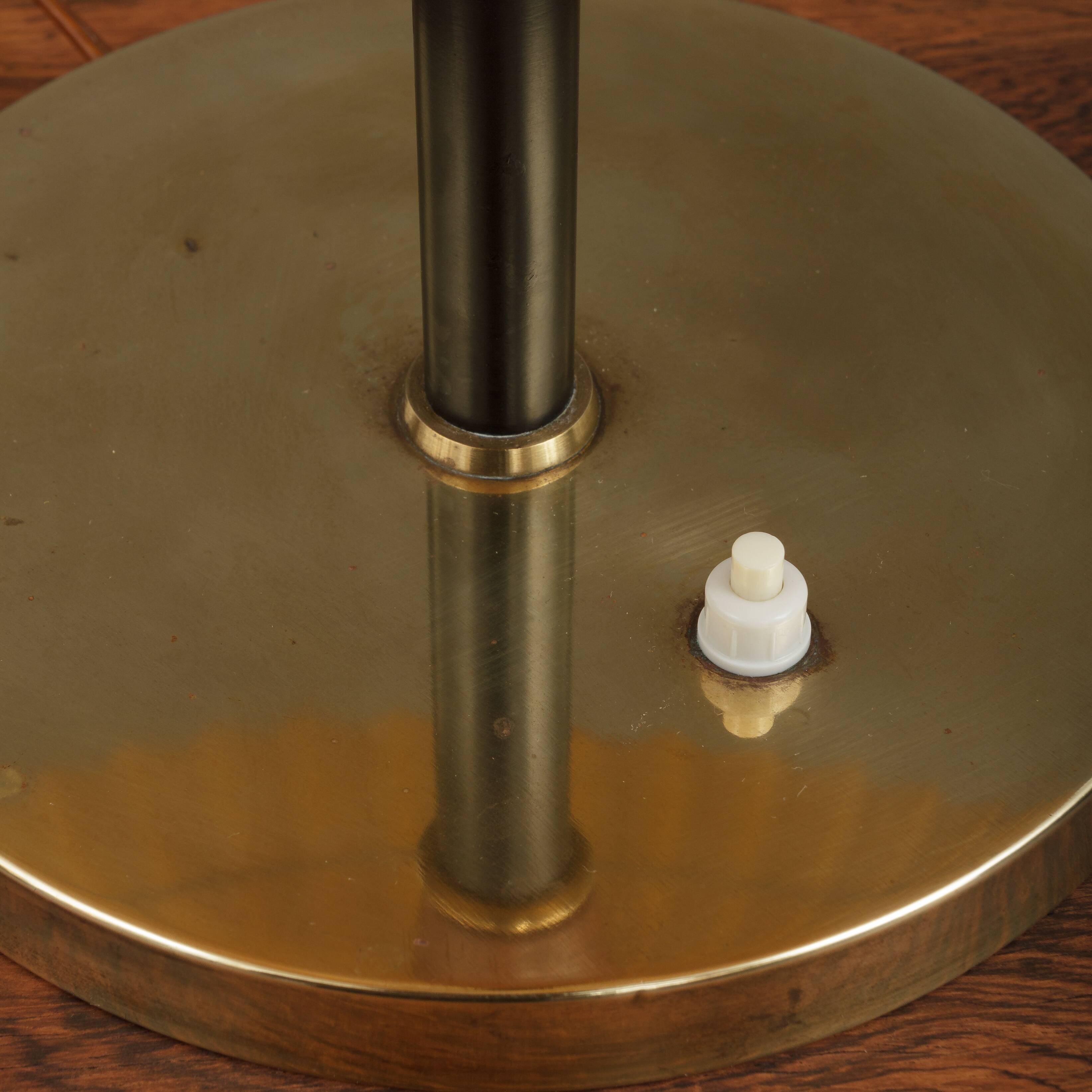 Brass and teak desk lamp