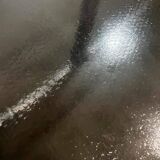 Table basse XL vintage en verre avec cadre chromé