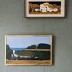 Mid-Century Modern Swedish Oil Painting "Coastal Musing" Framed Landscape
