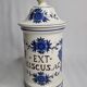 Apothecary pot "Ex. ruscus" decorated with Chimera decoration in glazed ceramic of St-Clément, 31 cm