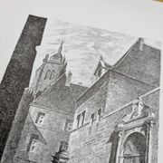 Hôtel-Dieu, Dole, Jura, vintage engraving, printed in 1950.