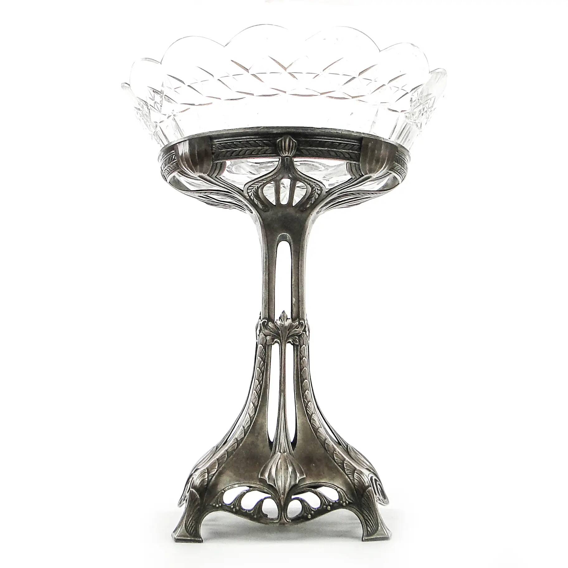 Art Nouveau figural centerpiece, silver-plated pewter, WMF, Germany, early 20th century