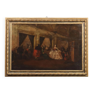 Peinture ancienne « Le parloir des nonnes de San Zaccaria » '800