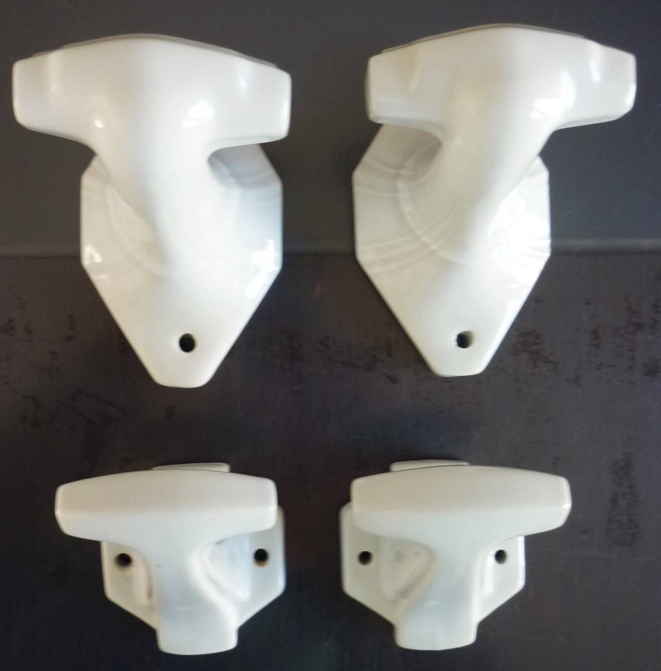 Set of 4 coat hooks, antique porcelain coat rack, art deco circa 1920