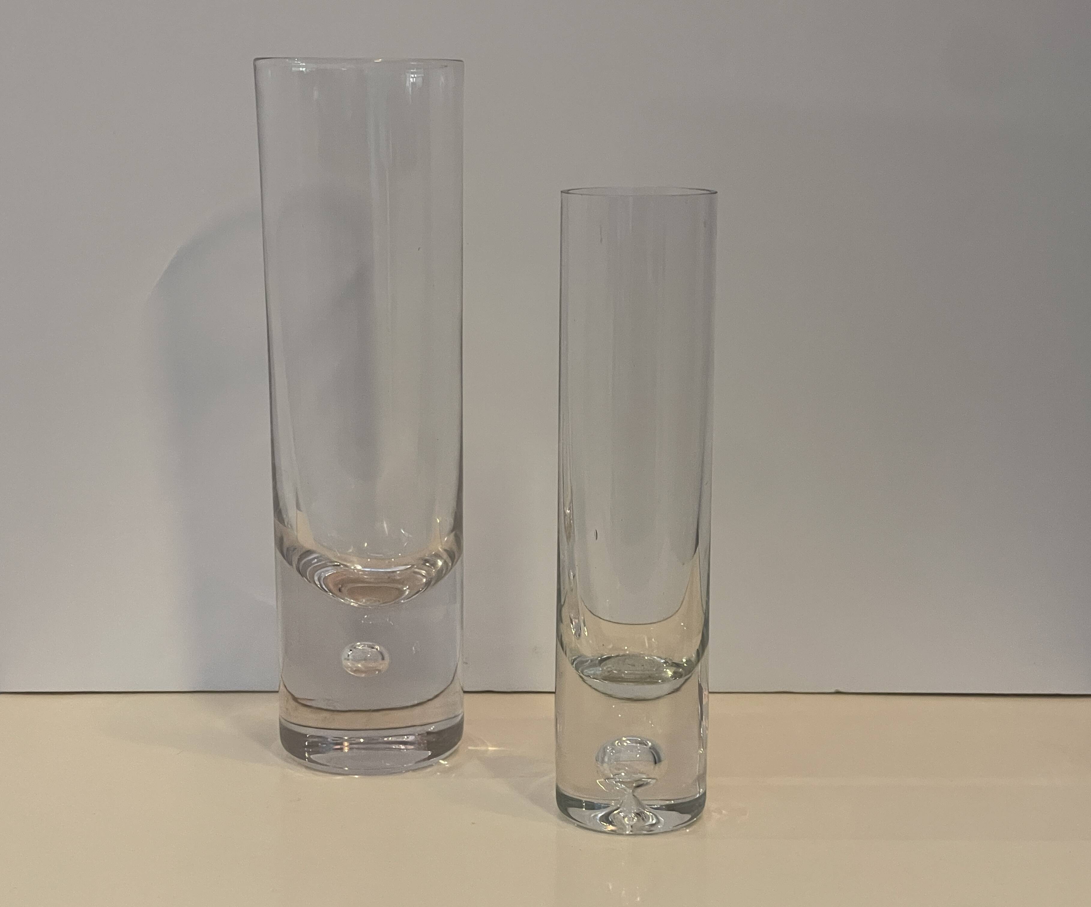 Pair of glass vases with a Scandinavian design from the 60s-70s.