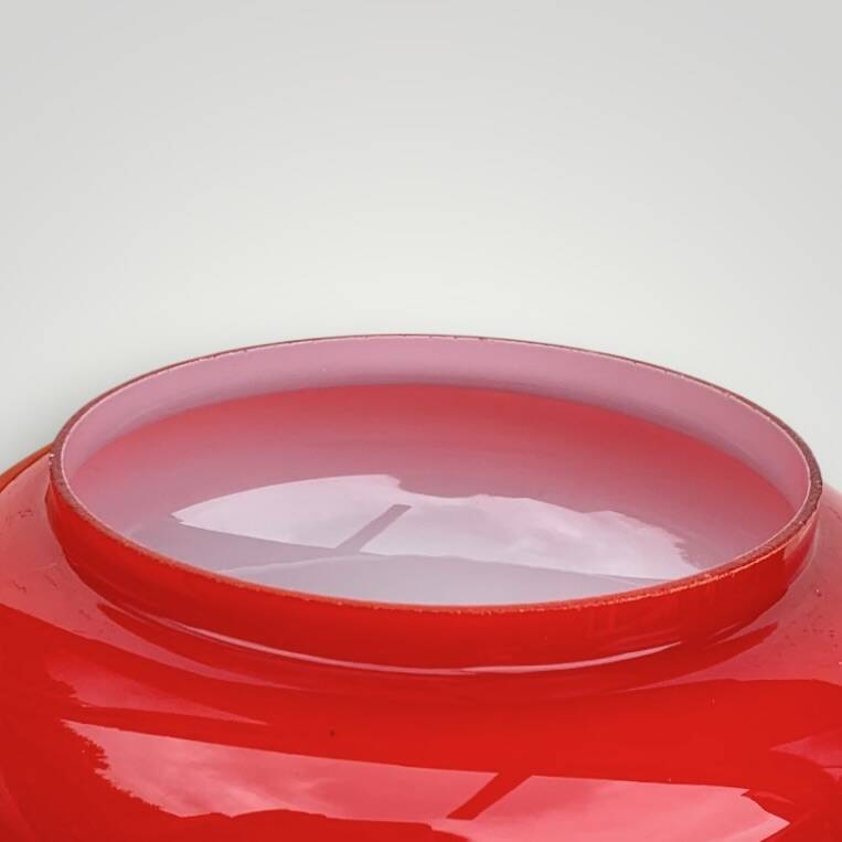 Vintage red and white opaline pendant globe