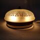 Glass globe ceiling lamp frosted pattern and brass opened frame