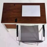 1950s industrial desk in metal and rosewood