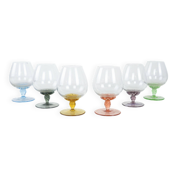 Ensemble de verres à cognac, design italien, années 1970, production : Italie