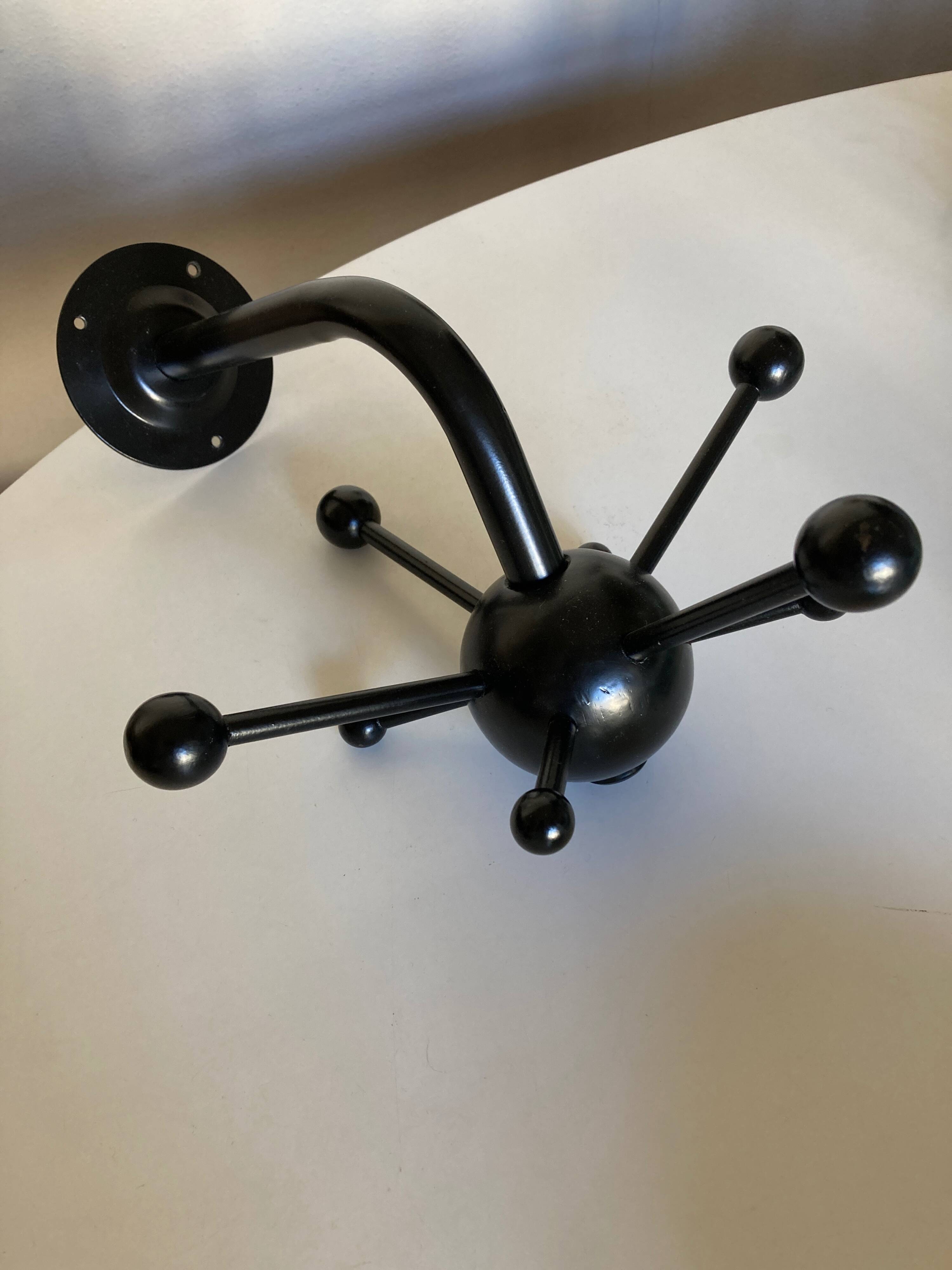 Pair of black space age sputnik coat racks