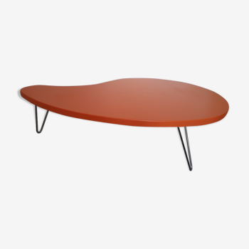Table basse tripode orange design forme haricot