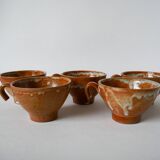Set of 5 glazed stoneware tea cups 1970