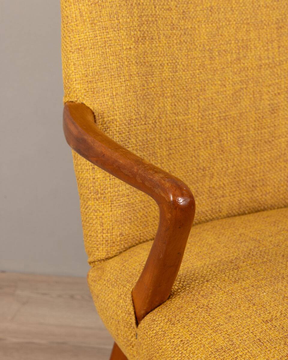 60s vintage armchair in yellow fabric Italian design