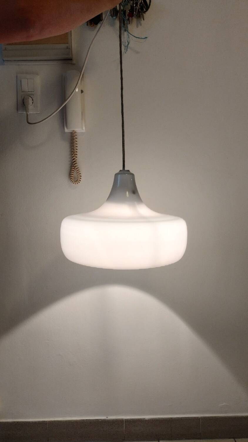 50s grey opaline pendant light