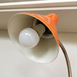 Vintage Orange Gooseneck Desk Lamp: 1970s Industrial Table Light