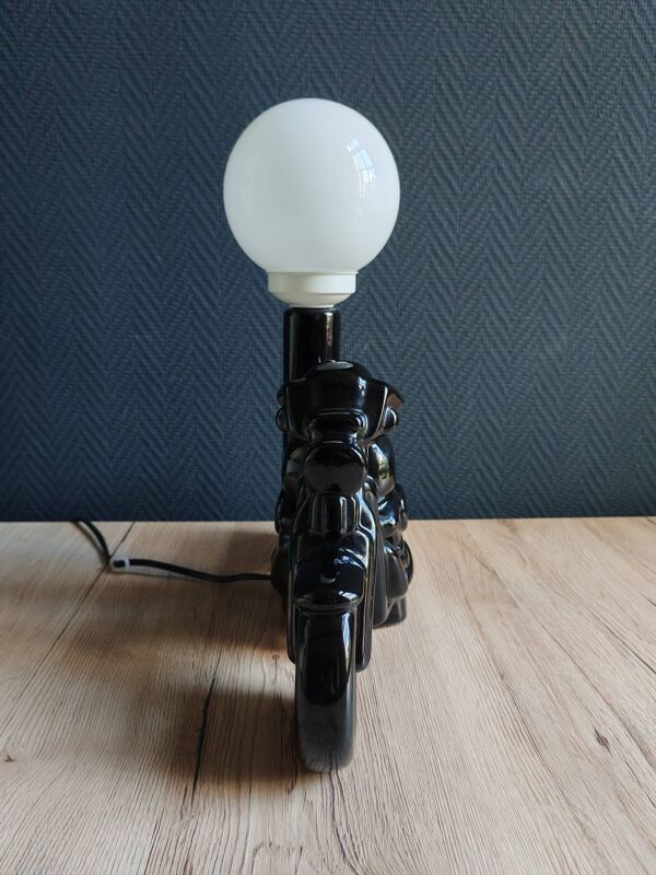 Lampe de table moto céramique noire vintage   Style Harley Davidson