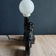 Vintage black ceramic motorcycle table lamp | Harley Davidson style