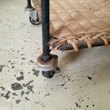 Wicker and vintage black metal trolley