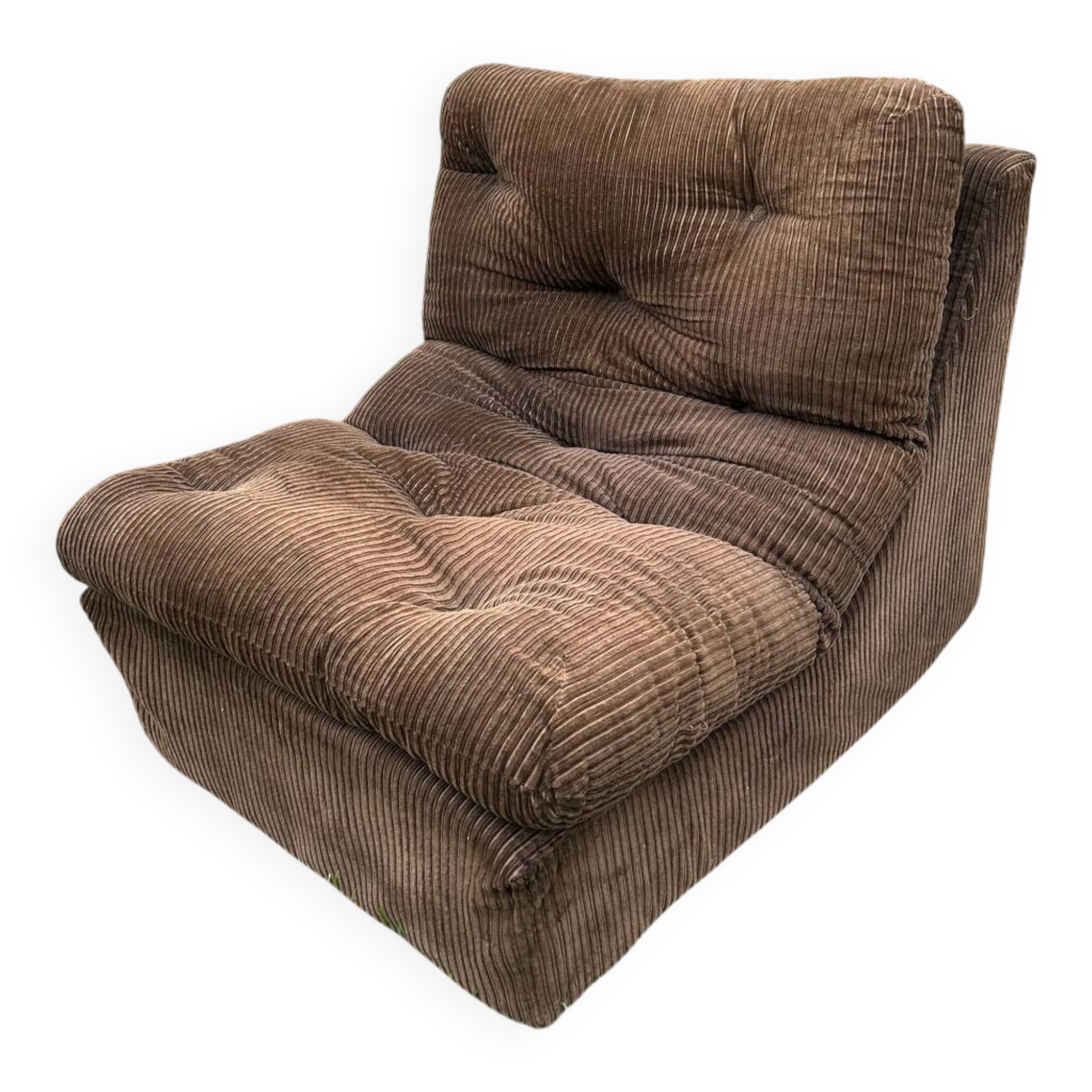 Vintage 1970s brown corduroy armchair