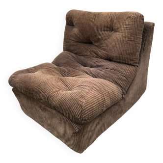 Vintage 1970s brown corduroy armchair