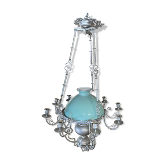 Lustre gris avec opaline verte