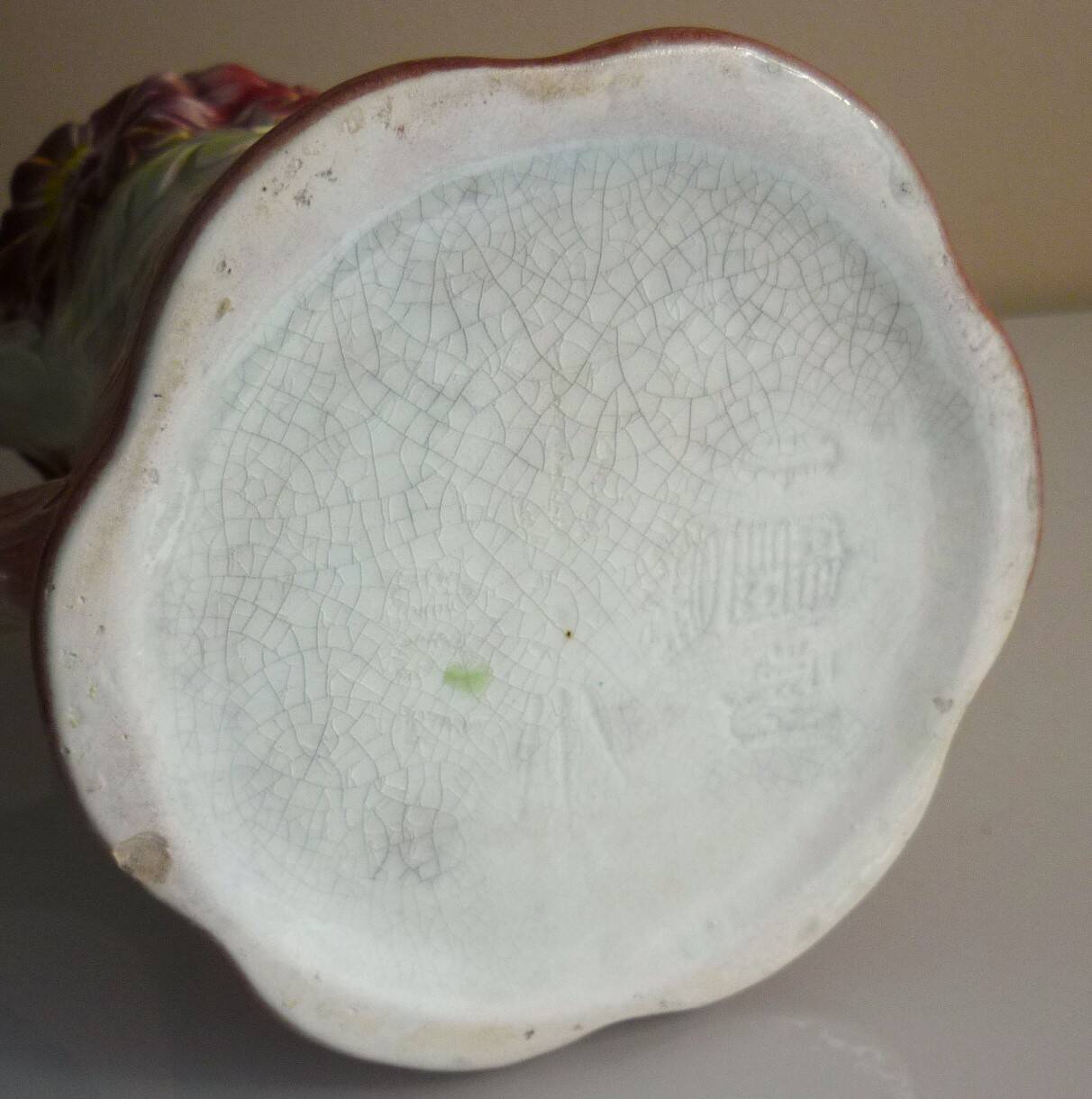 Barbotine pitcher, Onnaing earthenware, art nouveau ceramics, model no. 790