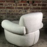 Armchairs (the pair) ecru in curly wool