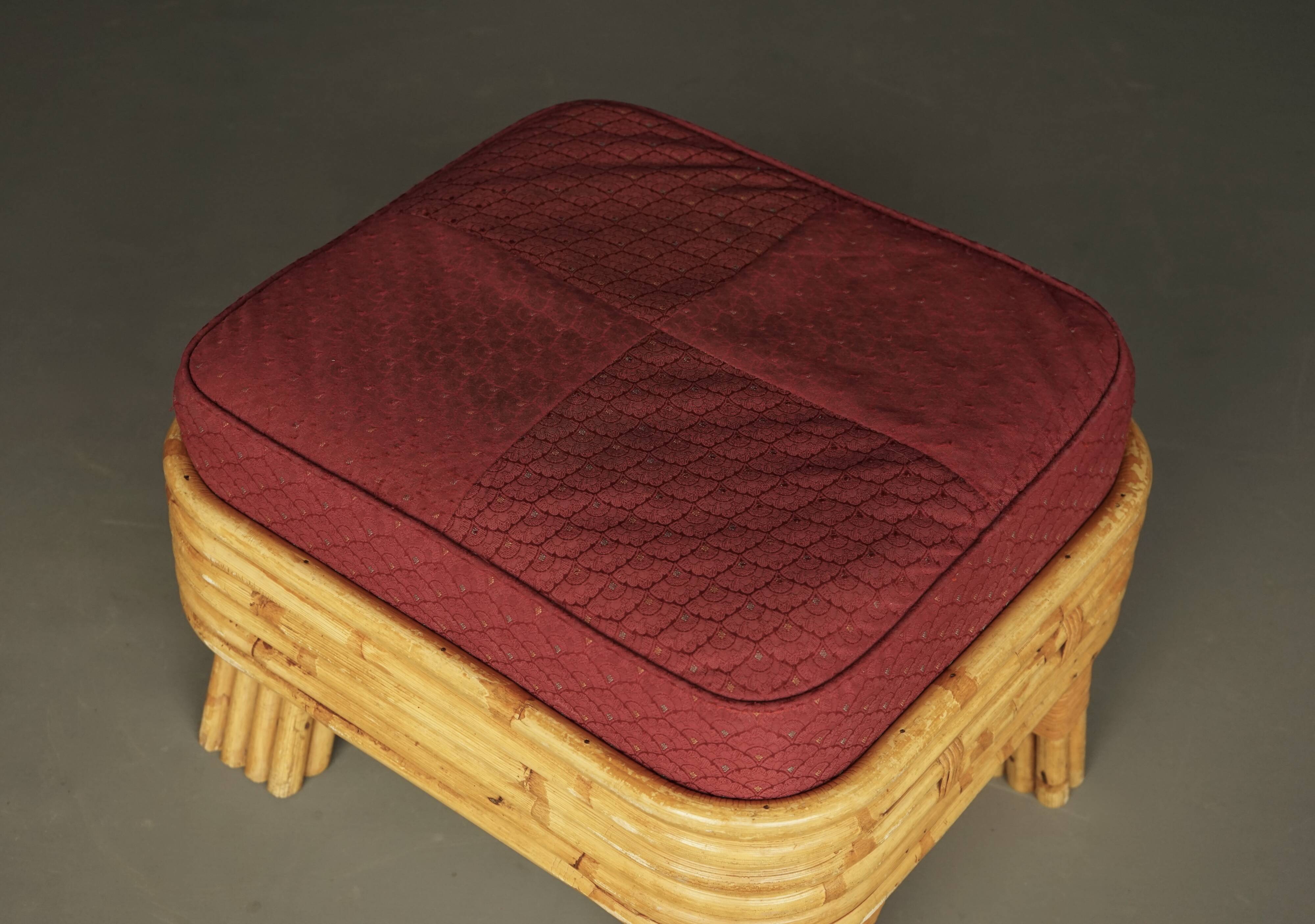 Bohemian Bamboo stool footstool. 1960s