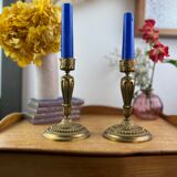 Pair of bronze table candlesticks late nineteenth century