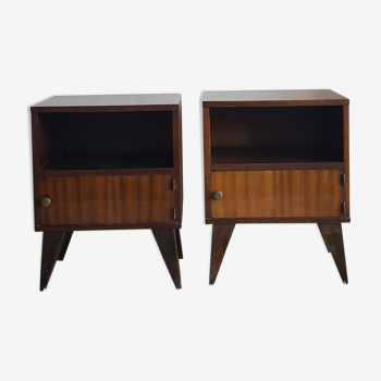 Pair of compass foot bedside tables