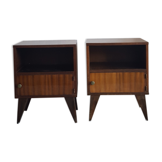 Pair of compass foot bedside tables