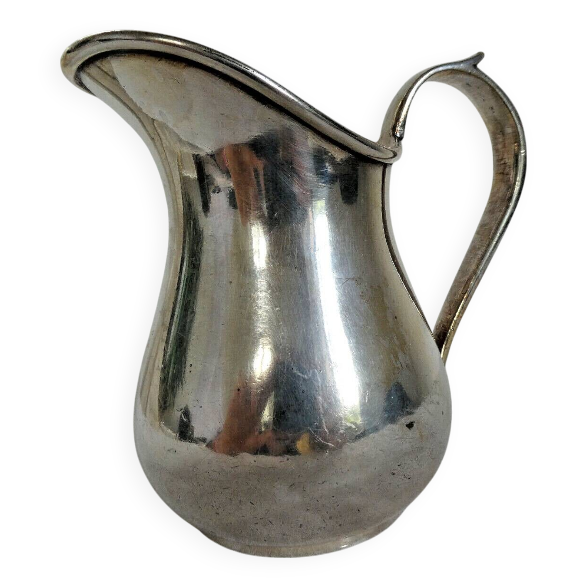 Silver metal milk jug
