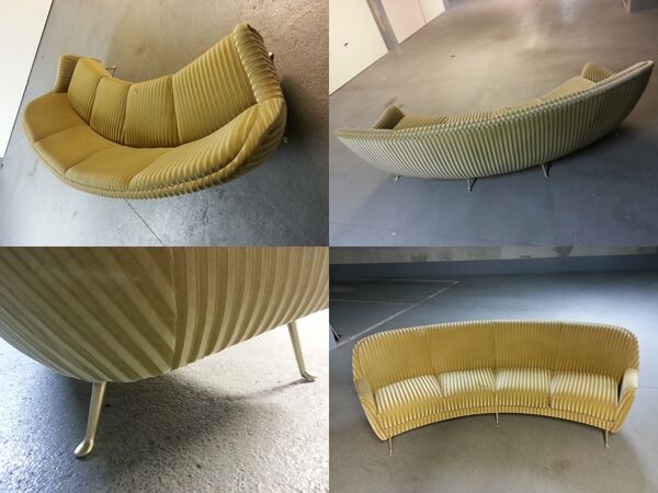 Canapé sofa Arc egg courbe Arc années 50 60 Italien Arflex