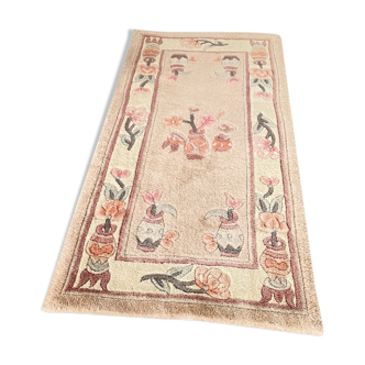 Tapis chinois vintage beige rosé 118 x 60cm