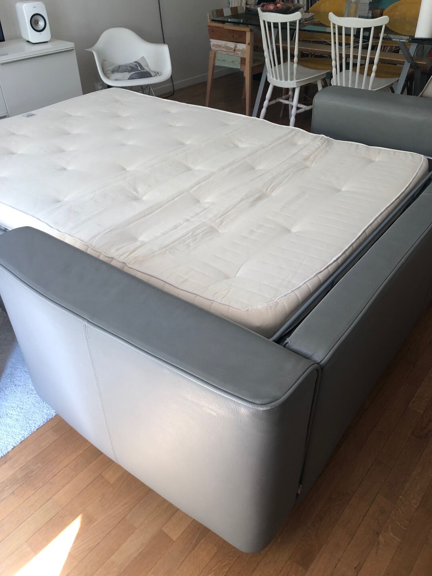 Sofa bed in grey leather from Steiner