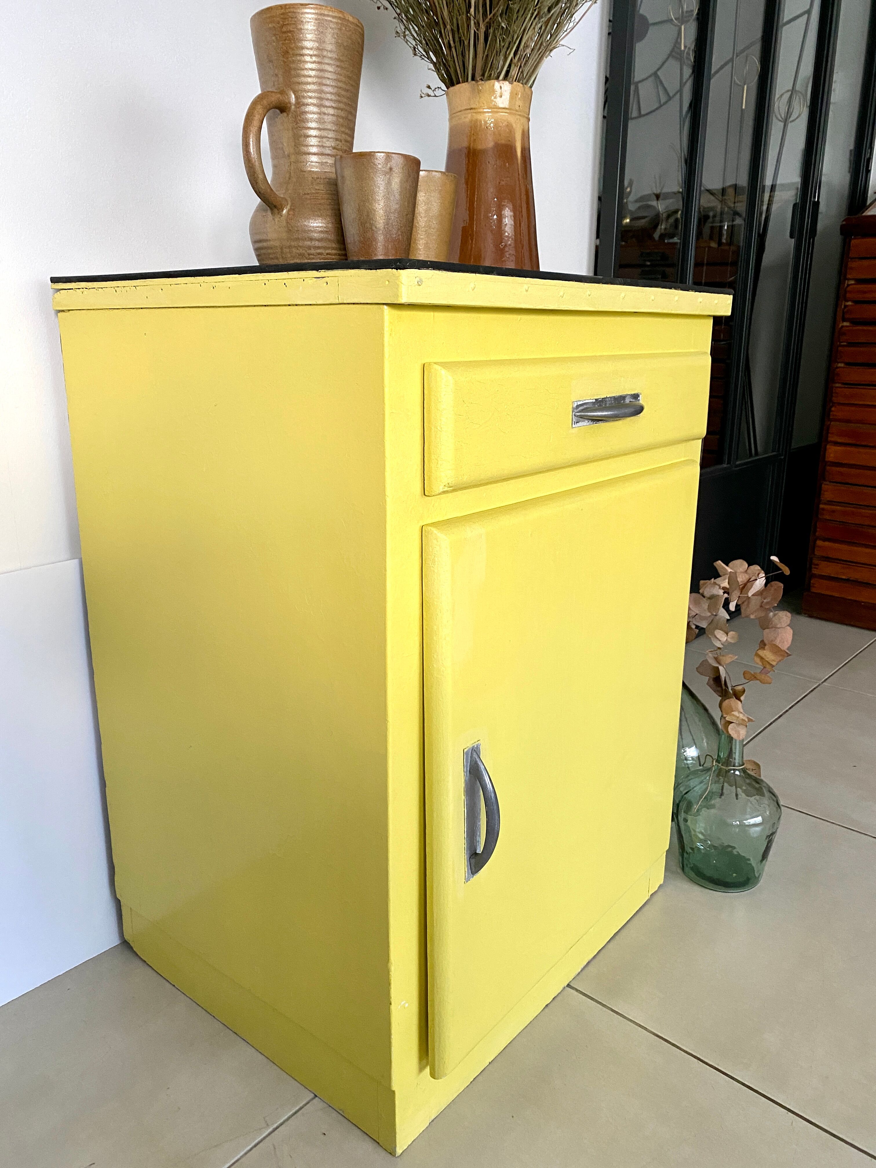 Old yellow vintage jam maker