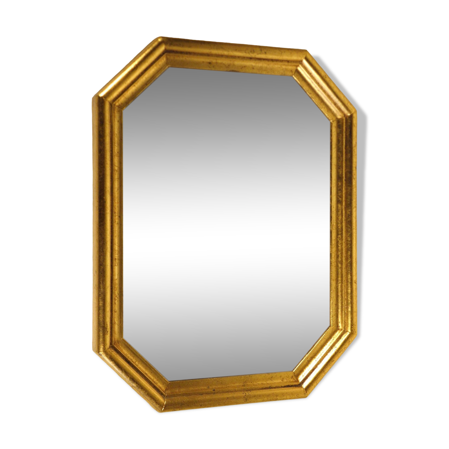 Miroir octogonal en bois doré 45 x 34