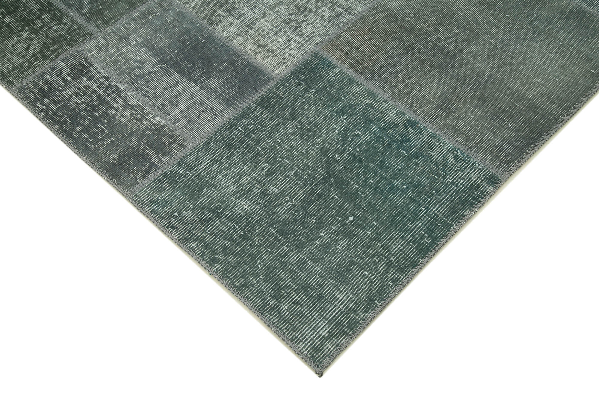 Hand-knotted oriental overdyed 171 cm x 243 cm grey patchwork carpet