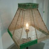 Lampshade pyramid in bistre and green jute thread